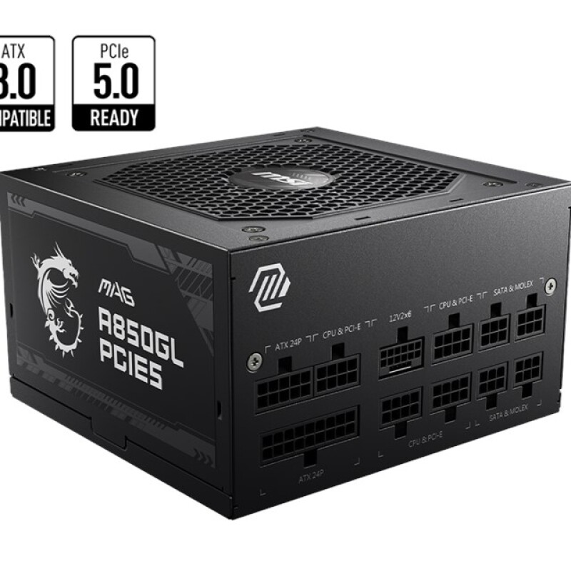 MSI 850W 80+ Gold (MAG A850GL PCIE5) Full Modular