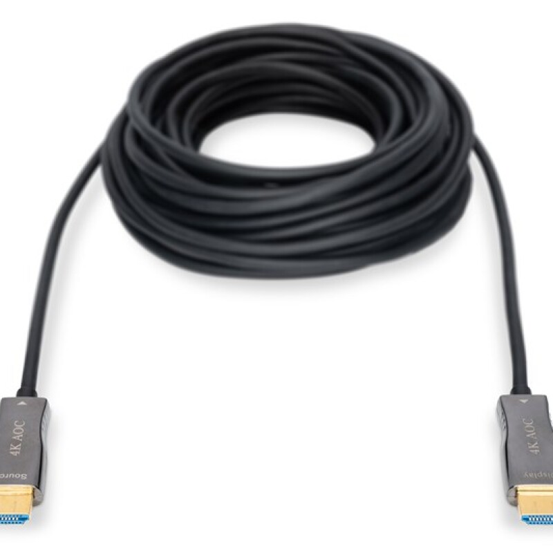 Digitus HDMI Fiber Kablo Altın Uçlu Siyah (20m) 4K
