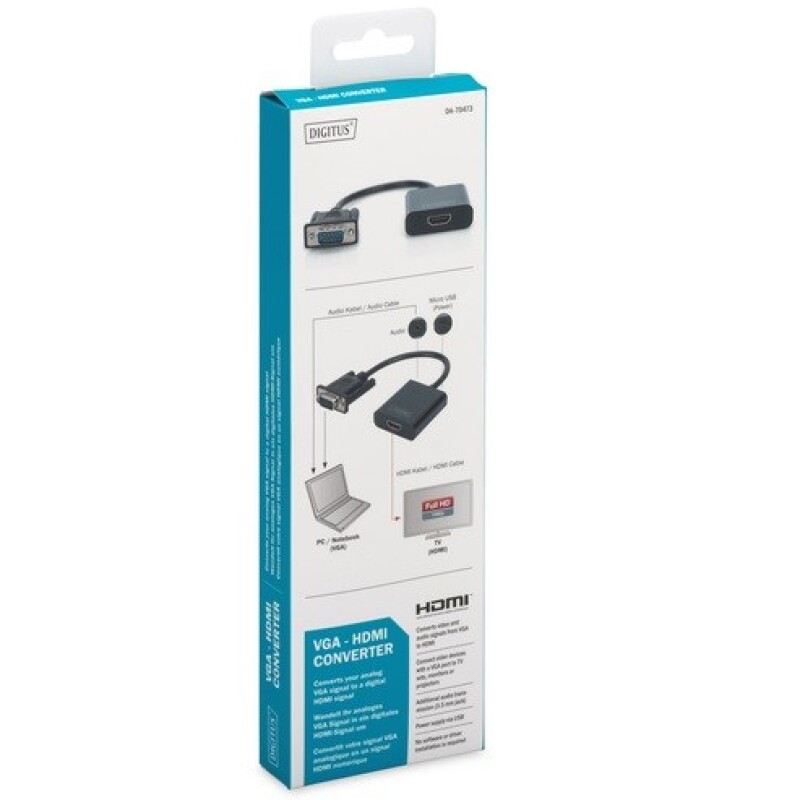Digitus VGA Erkek to HDMI Dişi Çevirici