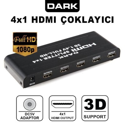 Dark DK-HD-SP4X1 Full HD 1 Giriş 4 Port HDMI Split