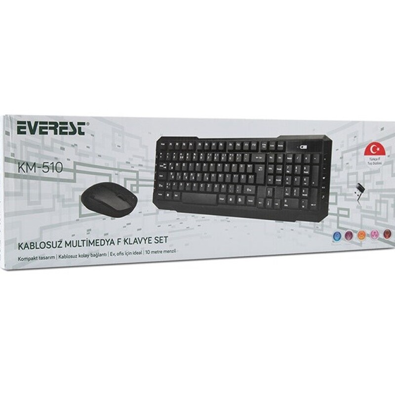 Everest KM-510 Siyah Kablosuz Q Klavye Set
